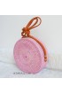 coloring rattan circle sling leather bags hot pink color
